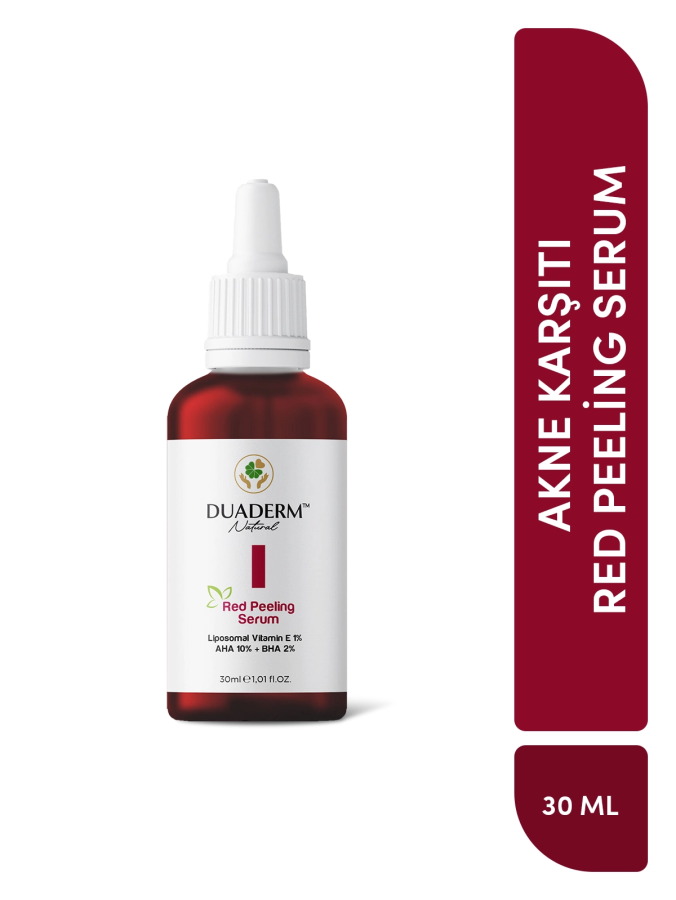 Akne Karşıtı, Onarıcı Red Peeling Serum (AHA 10% + BHA %2+ Liposomal Vit E 1%) 30 ml - 